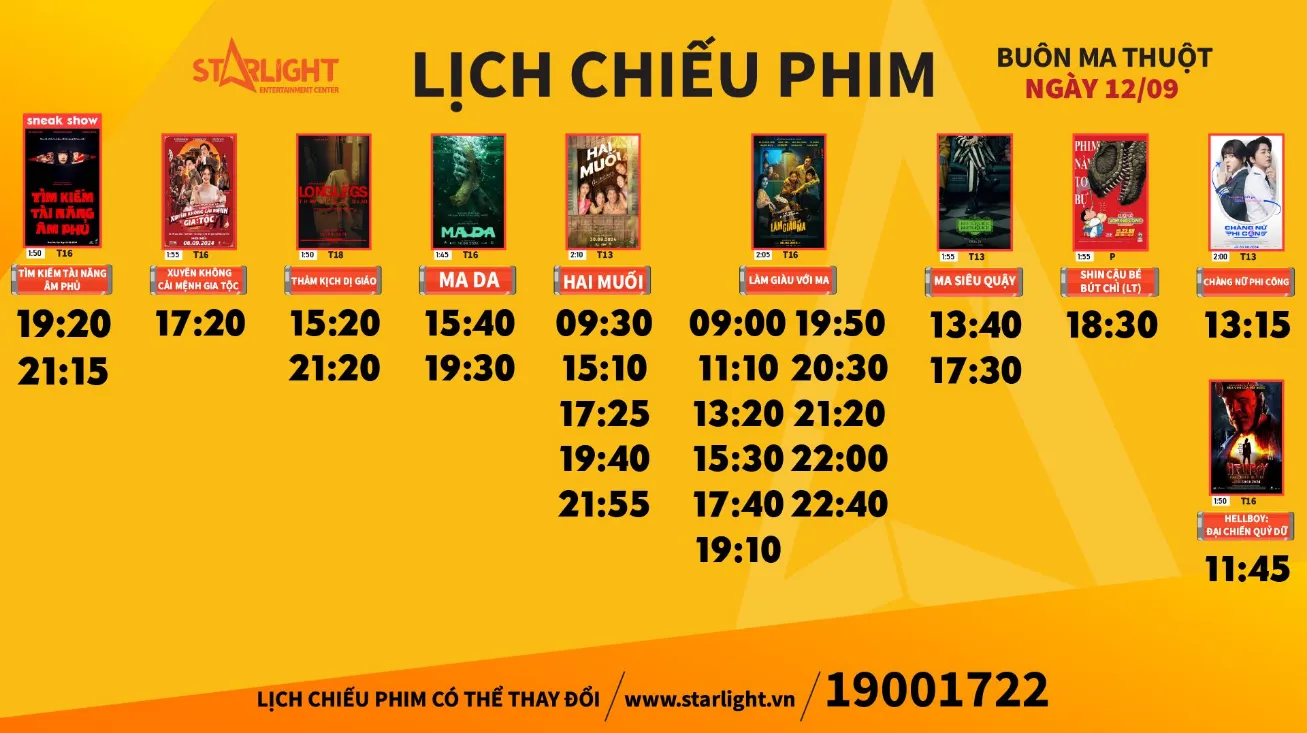 Lịch chiếu phim Starlight Buôn Ma Thuột