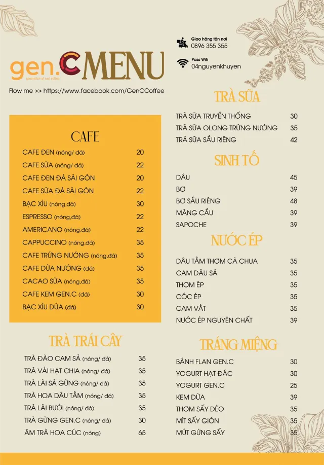 Menu Gen C Coffee